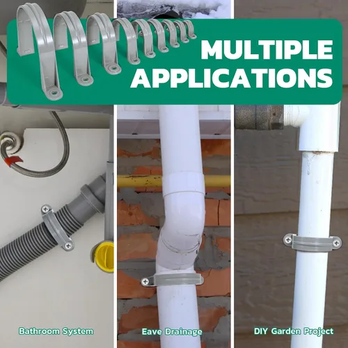Miniatura 7 de OURU 16 correas de tubo de PVC de 1 pulgada, abrazadera de tubo de plástico de 2 agujeros, abrazadera de conducto para reforzar tuberías, conductos