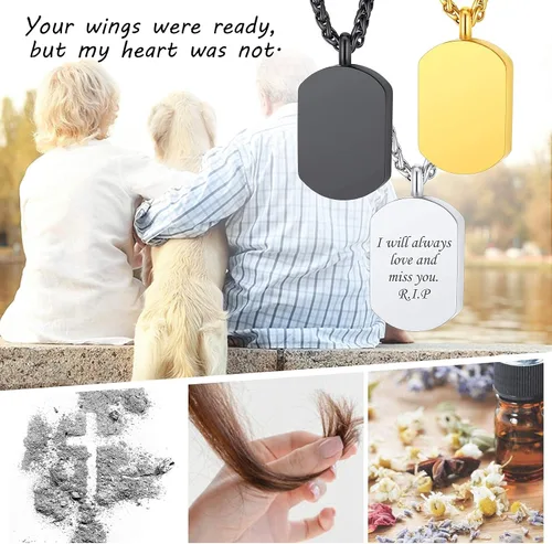 Miniatura 55 de FindChic Collares personalizados con urna para cenizas, barra vertical, gato, luna, reloj de arena, garra de perro, acero inoxidable, chapado en oro
