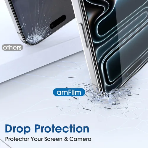 Miniatura 6 de amFilm Protector de Pantalla OneTouch para iPhone 17 Pro 6.3'' + Protector de Lente de Cámara Instalación de Alineación Automática Sin Burbujas