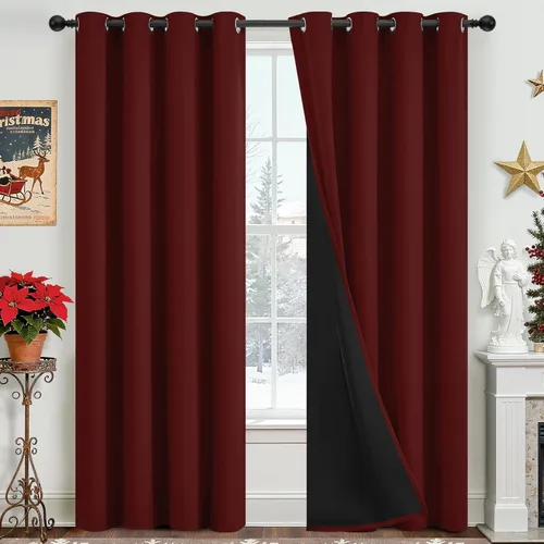 Miniatura 120 de Yakamok Cortinas negras, cortinas de ventana con aislamiento térmico y eficiencia energética para dormitorio, cortinas opacas completas y cortinas