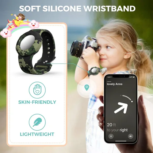 Miniatura 6 de Pulsera Air Tag para niños (paquete de 2) – Pulsera de silicona suave para niños – Soporte ligero para rastreador GPS compatible con Apple Air Tag