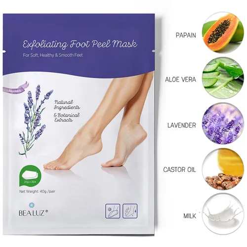 Miniatura 3 de Bea Luz - Mascarilla exfoliante para pies suaves (2 pares, 1 a 2 semanas), para pelar callos y piel muerta, para hombres y mujeres