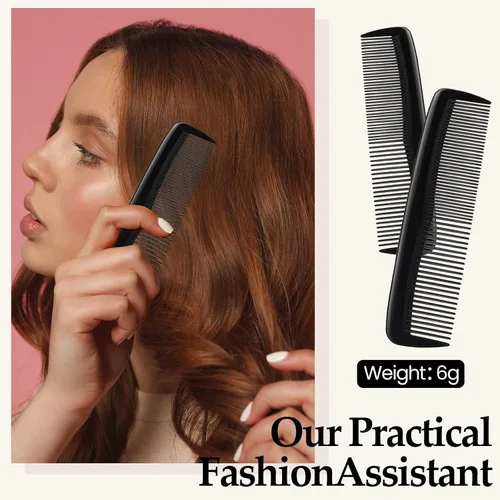 Miniatura 5 de Mimorou 150 peines para el cabello a granel, de plástico, color negro, con bolsillo, de 5 pulgadas, dientes finos y anchos para mujeres y hombres