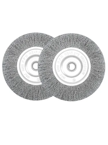 Miniatura 10 de Cepillo de rueda de alambre de banco de 6 pulgadas, alambre de acero prensado grueso, 0.012 pulgadas con eje de 5/8 pulgadas para amoladora de banco