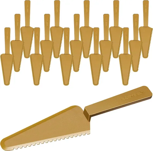 Miniatura 8 de Suclain 50 piezas de cortador de pasteles desechables negros a granel de 9.1 pulgadas, servidor de plástico para tartas, espátula, cuchillos, tarta