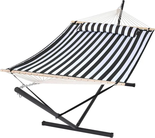 Miniatura 9 de SUNCREAT Hammocks Hamaca doble extragrande con soporte de 12 pies, capacidad de 475 libras, hamaca portátil al aire libre con barra separadora