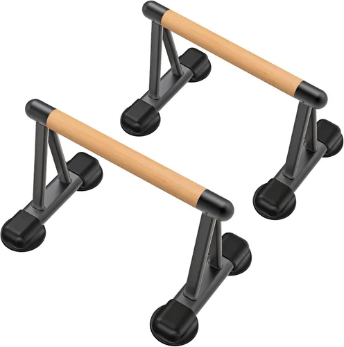 Miniatura 2 de Dolibest Push Up Bar, 12'' High Parallettes Bars with Wooden Handles, Stable and Comfortable Calisthenics Equipment, Suitable for Handstand, L-Sit
