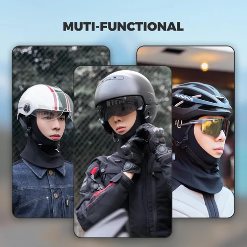Miniatura 6 de ROCKBROS Pasamontañas para clima frío, forro de casco de motocicleta, gorro de calavera, polaina térmica para el cuello, bufanda de invierno