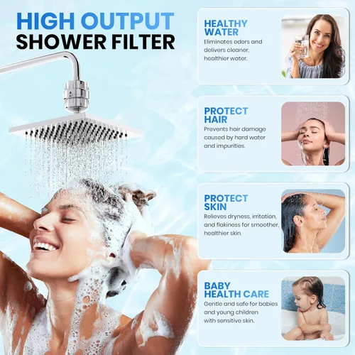 Miniatura 3 de Aqua Earth Filtro de ducha de 15 etapas, 3 cartuchos incluidos con filtros de ducha de vitamina C para agua dura, tecnología única de carbón