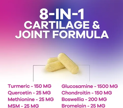 Miniatura 3 de Glucosamina condroitina, MSM y cúrcuma – Suplemento de apoyo articular extra fuerte con 1500 mg de sulfato de glucosamina por porción