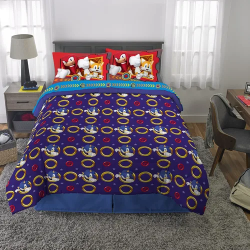 Miniatura 6 de Franco juego muy suave de edredón y sábanas para niños, 5 piezas, tamaño matrimonial, Sonic