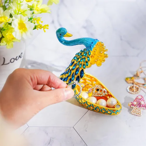 Miniatura 7 de YU FENG Caja de joyería de animales de cisne azul 2pcs
