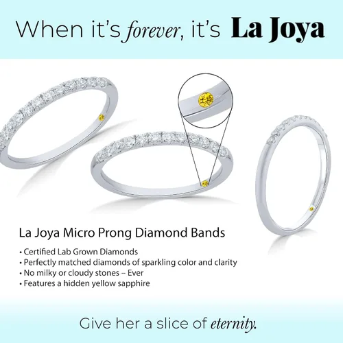 Miniatura 3 de La Joya 110 - 12 CT TW Certified Lab Grown Diamond Bands for Women - 10k White Gold, Yellow Gold and Rose Gold Anniversary Bands, Promise Rings