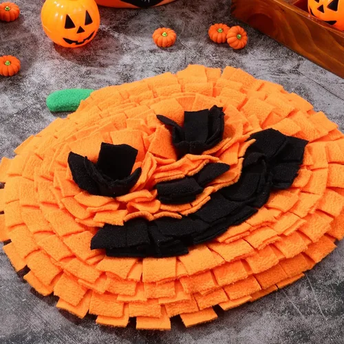 Miniatura 4 de Ipetboom Alfombrilla de olfato de calabaza para perros de raza grande de 13 x 10 pulgadas, forro polar de alimentación lenta para la nariz, juguete
