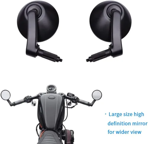 Miniatura 4 de DREAMIZER Espejos retrovisores universales para manillar de motocicleta, 7/8 pulgadas, 0.866 in, color negro, para guía de barra de calle, Softail