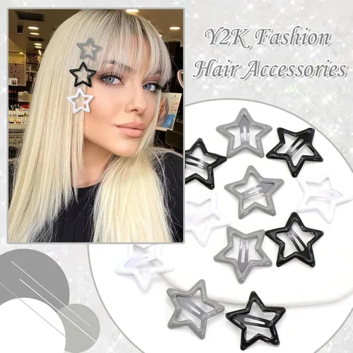 Miniatura 6 de NAISKA Pinzas para el cabello con diseño de estrella negra, antideslizantes, accesorios para niñas y mujeres (12 unidades)