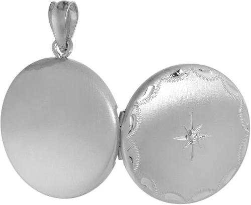 Miniatura 4 de Collar redondo de plata de ley de 34 pulgadas para mujer Starburst Set de borde grabado, 15.7-19.7in