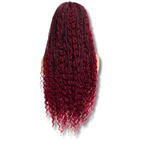 Miniatura 10 de PIB - Peluca trenzada bohemia de encaje completo de 24 pulgadas, pelucas trenzadas sin nudos para mujeres negras, peluca trenzada sintética