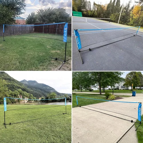 Miniatura 2 de 17FT Portable Pickleball Badminton Net Set Outdoor, Height Adjustable Multi Sports Net Set for Backyards Driveway with 4 Aluminum Rackets, 2 Pickle
