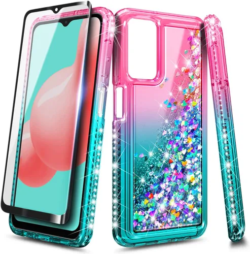 Miniatura 7 de NZND Funda para Samsung Galaxy A32 5G con protector de pantalla de vidrio templado (cobertura completa), soporte de anillo/correa para la muñeca