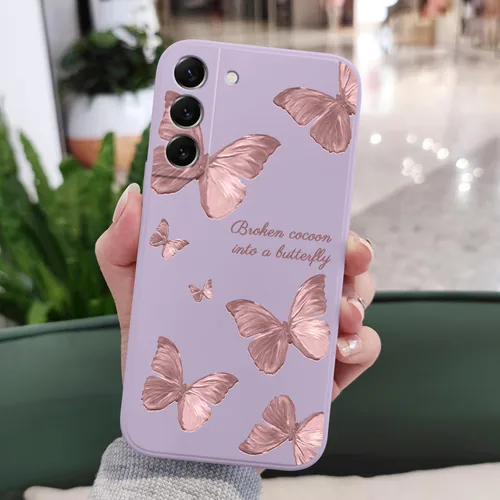Miniatura 3 de LEECG para Samsung Galaxy S22 Plus, funda de silicona suave con diseños de flores de moda, protector contra caídas y antihuellas para Samsung S22