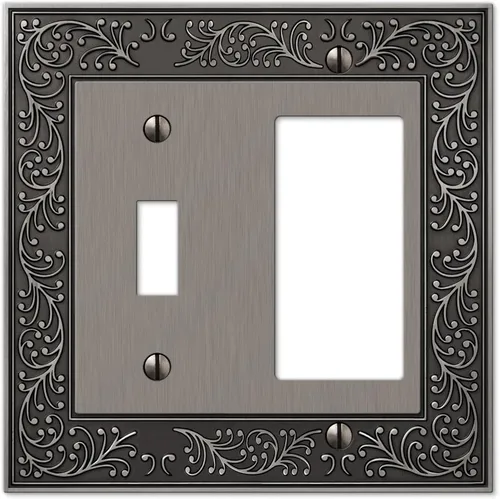 Miniatura 5 de Amerelle 43RRAN English Garden Placa de Pared, 2 Rocker, Metal Fundido, Níquel Antiguo, Paquete de 1