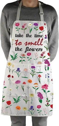 Miniatura 4 de MBMSO Delantal floral con bolsillos, delantal de jardinería de flores, regalo para mamá, delantal de cocina, delantal de floristería, regalo