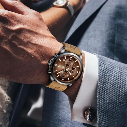 Miniatura 9 de MEGALITH Wrist Watches for Men Luxury: Dress Silver Stainless Steel Chronograph Watch Waterproof - Gift for Husband Father at Birthday Anniversary