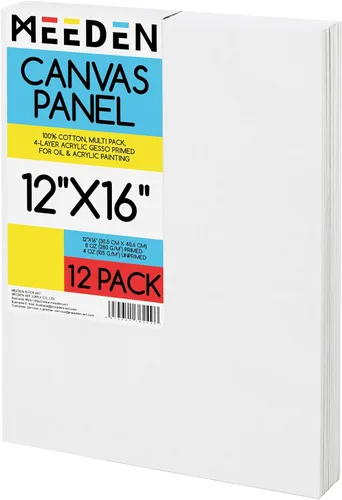 Miniatura 12 de MEEDEN Paquete de 12 tableros de lona 100% algodón para pintar, paneles de lienzo en blanco de 5 x 7 pulgadas para pintura al óleo y acrílica
