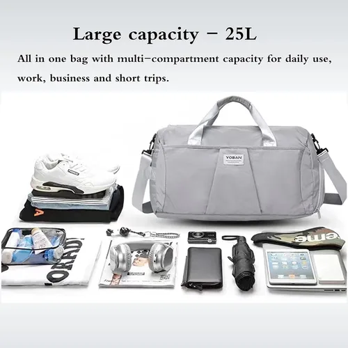 Miniatura 4 de YESYBC Bolsa de viaje de gimnasio para mujeres y hombres, bolsa de transporte para fin de semana para mujeres con compartimento para zapatos