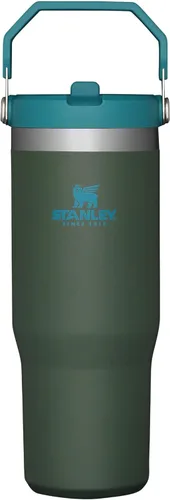 Miniatura 55 de Stanley IceFlow - Vaso con pajilla abatible con asa, de 20 onzas, tapa giratoria y popote abatible, botella de agua resistente a fugas, acero