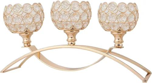 Miniatura 10 de Vidisan Candelabros plateados de 3 brazos, candelabros de cristal, centros de mesa de cristal para bodas, adornos de candelabro de gabinete de Plata