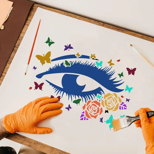 Miniatura 5 de FINGERINSPIRE Plantilla de ojos para pintar – Plantilla de dibujo reutilizable de ojos de belleza de 11.7 x 8.3 pulgadas – Diseños de mariposas