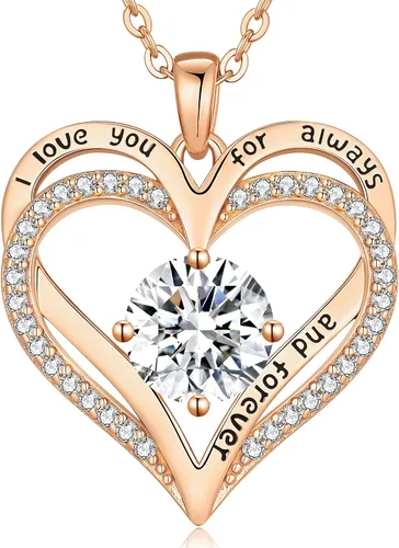 Miniatura 131 de LOUISA SECRET Love Heart Birthstone Necklaces for Women, Birthday Gift for Women, Anniversary Jewelry for Wife Her, 925 Sterling Silver Pendant