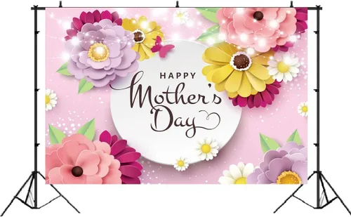 Miniatura 4 de Lofaris Telón de fondo para fiesta del día de la madre, corazón de amor, flores moradas y rosas, fondo de fotografía para mujer, feliz día
