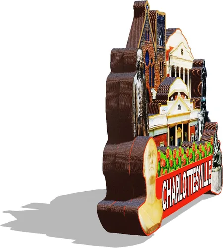 Miniatura 2 de Imán de madera de Charlottesville de Estados Unidos 3D para nevera, recuerdos coleccionables, decoraciones artesanales hechas a mano
