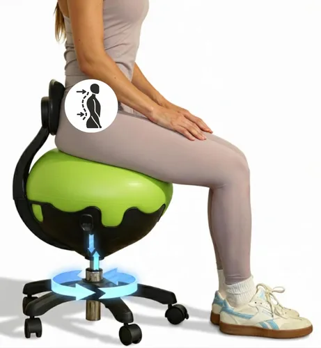 Miniatura 11 de Aeromat Elite - Silla de pelota de yoga para oficina y hogar, capacidad de 250 libras, silla de escritorio ergonómica con ruedas bloqueables, altura