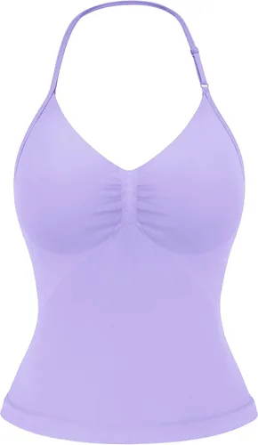 Miniatura 8 de YEOREO SoftHue Impact Longline Top de Tirantes para Mujer Camiseta sin Mangas Halter para Ejercicio sin Espalda Gimnasio Longline con Correa