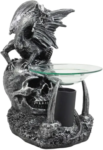 Miniatura 4 de Ebros - Osario gótico de dientes de sable, calavera, cementerio, dragón, quemador de aceite eléctrico o calentador de tartas, estatua decorativa