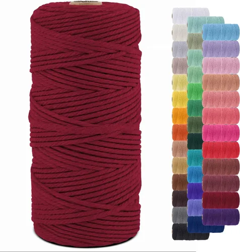 Miniatura 103 de Cuerda de macramé de 0.079 in para 219 yardas, cuerda de algodón natural para manualidades, hilo de cuerda de macramé de colores para colgar