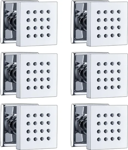 Miniatura 21 de HOMEDEC Cabezal de ducha redondo de latón de 2 pulgadas, para masaje, spa, soporte de pared, 4 piezas, negro mate