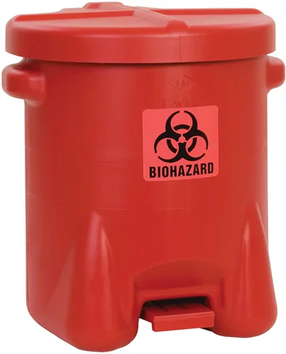 Miniatura 6 de Eagle Bote de basura de riesgo biológico de 6 galones con tapa de cierre automático accionada por pies, 16.5 x 13.5 x 16 pulgadas, fabricado