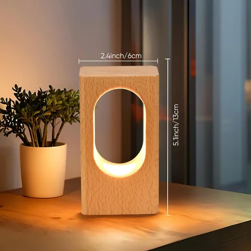 Miniatura 5 de LONRISWAY Lámpara de escritorio LED de madera, luz nocturna de noche de noche, iluminación LED regulable, lámpara de mesa creativa para decoración