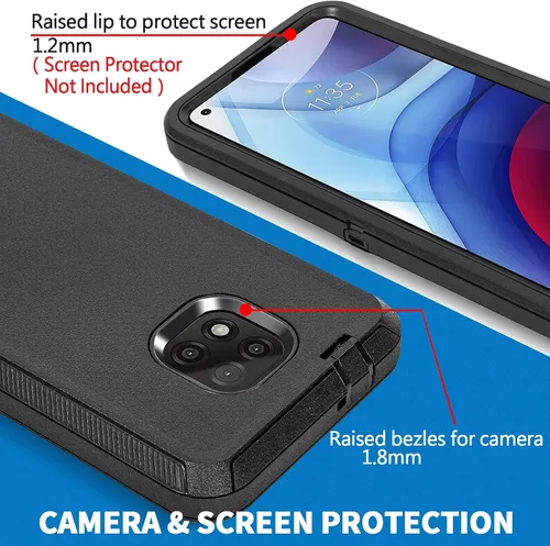 Miniatura 4 de Funda para Moto G Power 2021, Motorola G Power 2021, resistente a prueba de golpes, protección a prueba de polvo, 3 en 1, funda protectora Negro