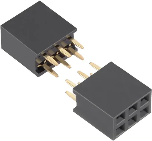 Miniatura 3 de uxcell 50 unids 0.100 in paso 2x3-pin doble fila recto conector hembra pin header tira PCB placa socket