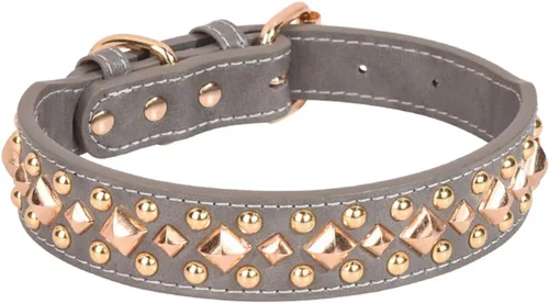 Miniatura 26 de Serijoars Collar para perro con clavos, de piel sintética suave con remaches de hongos, collar ajustable para cachorros (L, Rojo)