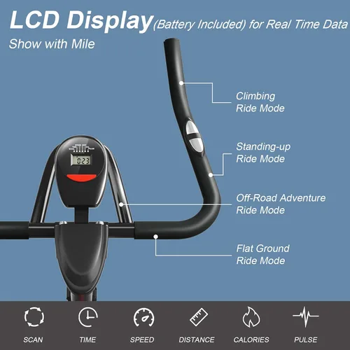 Miniatura 3 de Goplus Bicicleta estática magnética, bicicleta de ejercicio para interiores con correa suave con frecuencia cardíaca, monitor LCD, ajuste completo
