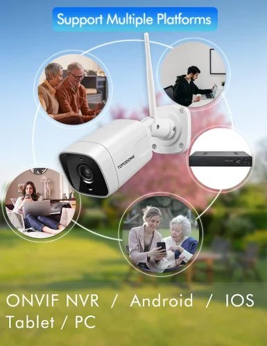 Miniatura 3 de Cámara de seguridad Wi-Fi Bullet al aire libre, 1080P ONVIF IP WiFi cámara de vigilancia, detección de humanoides/audio de 2 vías/alarma de Blanco