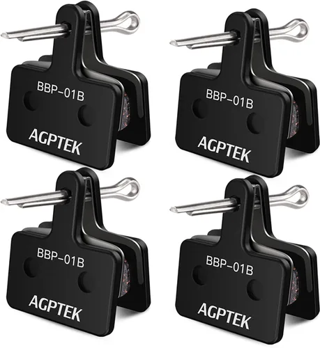 AGPTEK Pastillas de freno de bicicleta, pastillas de freno de alto rendimiento, pastillas de freno de disco y resorte (semimetálico y resina) para