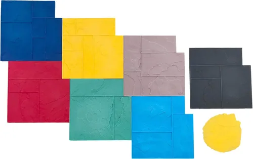 Ashler - Juego de sellos de hormigón de pizarra con muescas de Walttools | Tapetes decorativos de textura de poliuretano con patrón de azulejos,
